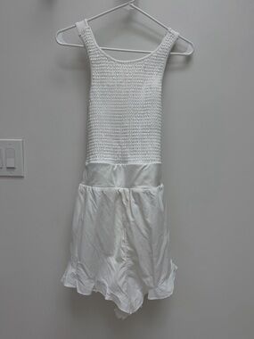 Free People White Smocked Tank Romper